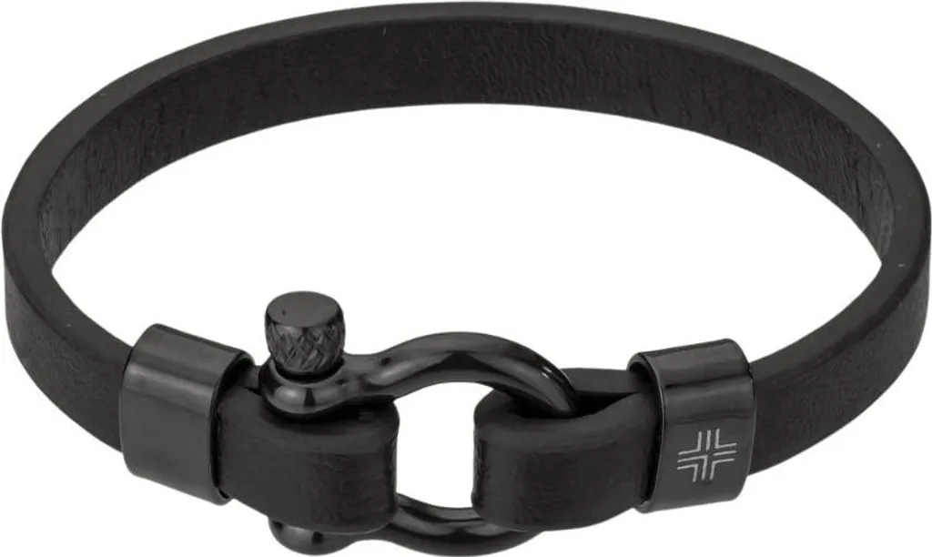 Bracelet en cuir noir pour homme Philipp Blanc 21 cm - Idée Cadeau