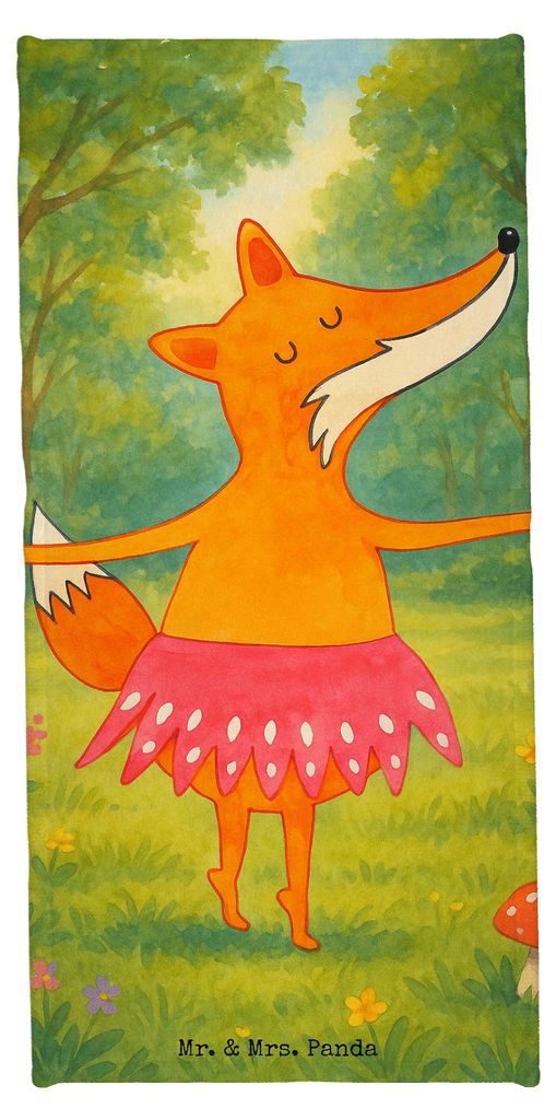 Mr. & Mrs. Panda Strandtuch Fuchs Ballerina Design - Türkis Pastell - Geschenk, Strandlaken, Reisehandtuch, Badehandtuch, Ballett, Duschhandtuch, ...