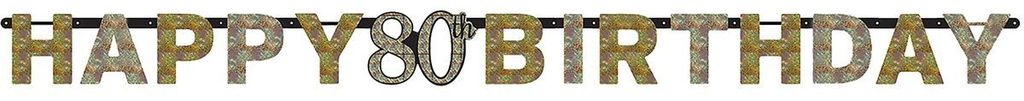 80. Geburtstag gold glitzer Girlande