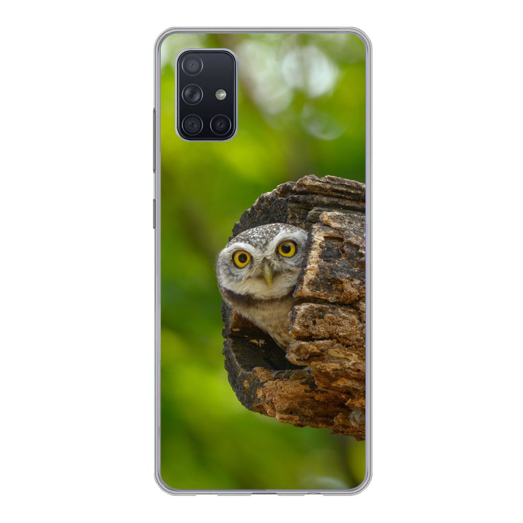 MuchoWow Handyhülle Schutzhülle Hülle für Samsung Galaxy A71 Eule - Baby - Baum Silikon Softcase Handy Hülle - Kartenbesitzer