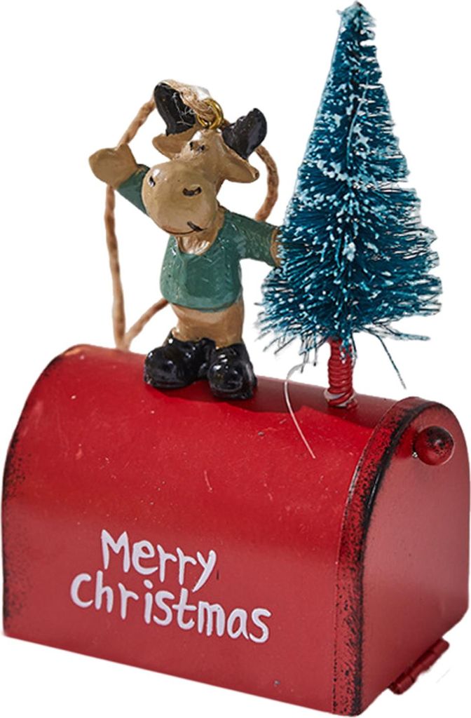 Weihnachtsbriefkasten-Ornament, Metallbriefkasten, hängende Dekoration mit 3D-Schneemann, Weihnachtsmann, Elch, Baumfigur, Eisenkunst, Briefkasten...