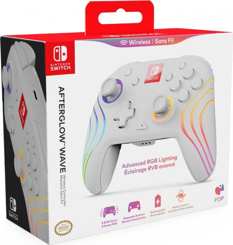 Manette Switch sans fil PDP Afterglow Wave Blanche avec Boutons Mappables - 8