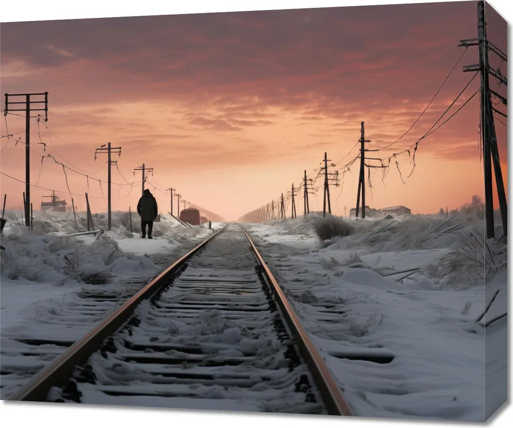 Tableau Voyageur Crépuscule Hivernal 60x50 cm : Éclat Mural Sans Reflets
