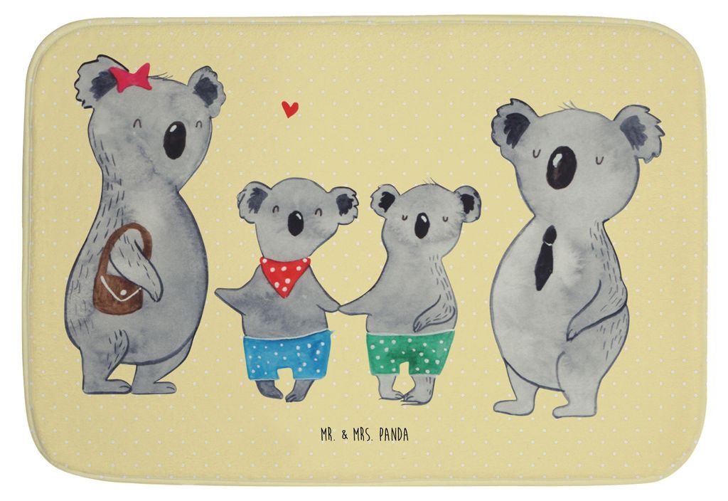 Mr. & Mrs. Panda Badezimmerteppich Koala Familie zwei - Gelb Pastell - Geschenk, Badezimmer Matte, badezimmermatte, Badematte, Familienzeit, Koalab...