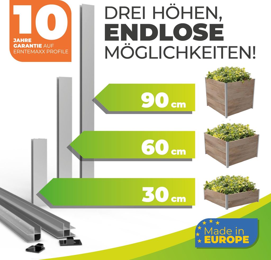 Aluminium T-Profil für ErnteMAXX Hochbeet erhältlich in 4 Höhen, Höhe:90 cm