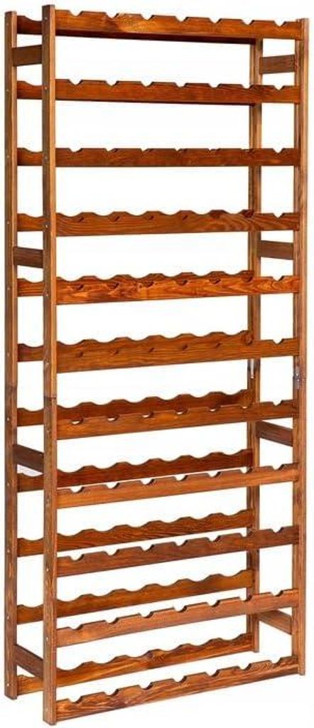 STOLMAK Weinregal aus Holz für 77 Flaschen Braun Kiefernholz 72,5x166x25 cm Flaschenregal Weinschrank Weinständer Flaschenhalter Kellerregal