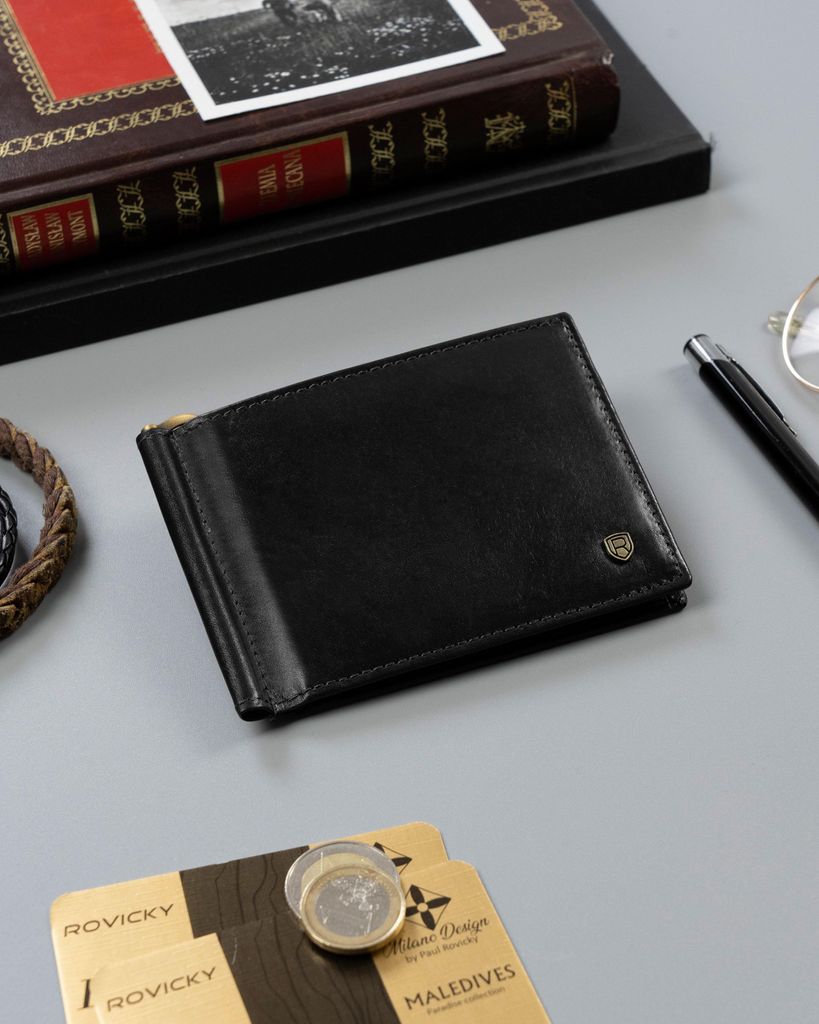 Rovicky Portemonnaie aus Leder für Männer N1908-RVT-47_19208 schwarz One size