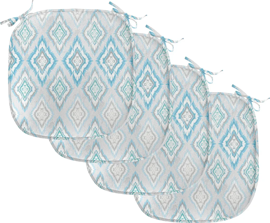 ABAKUHAUS Ikat Coussin Chaise Salle à Manger 40x40cm Lot de 4 Bleu Ciel