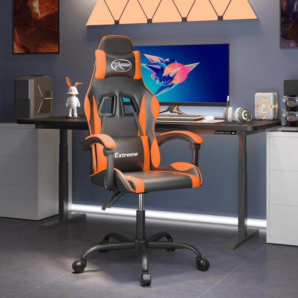 2024 Moderne Bürostühle Gaming-Stuhl Drehbar Schwarz und Orange Kunstleder 939220