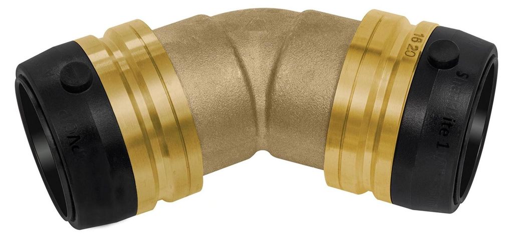 Riegler Winkelverbinder 45°, Messing, »sharkbite«, für Rohr-Außen-ø 22 mm
