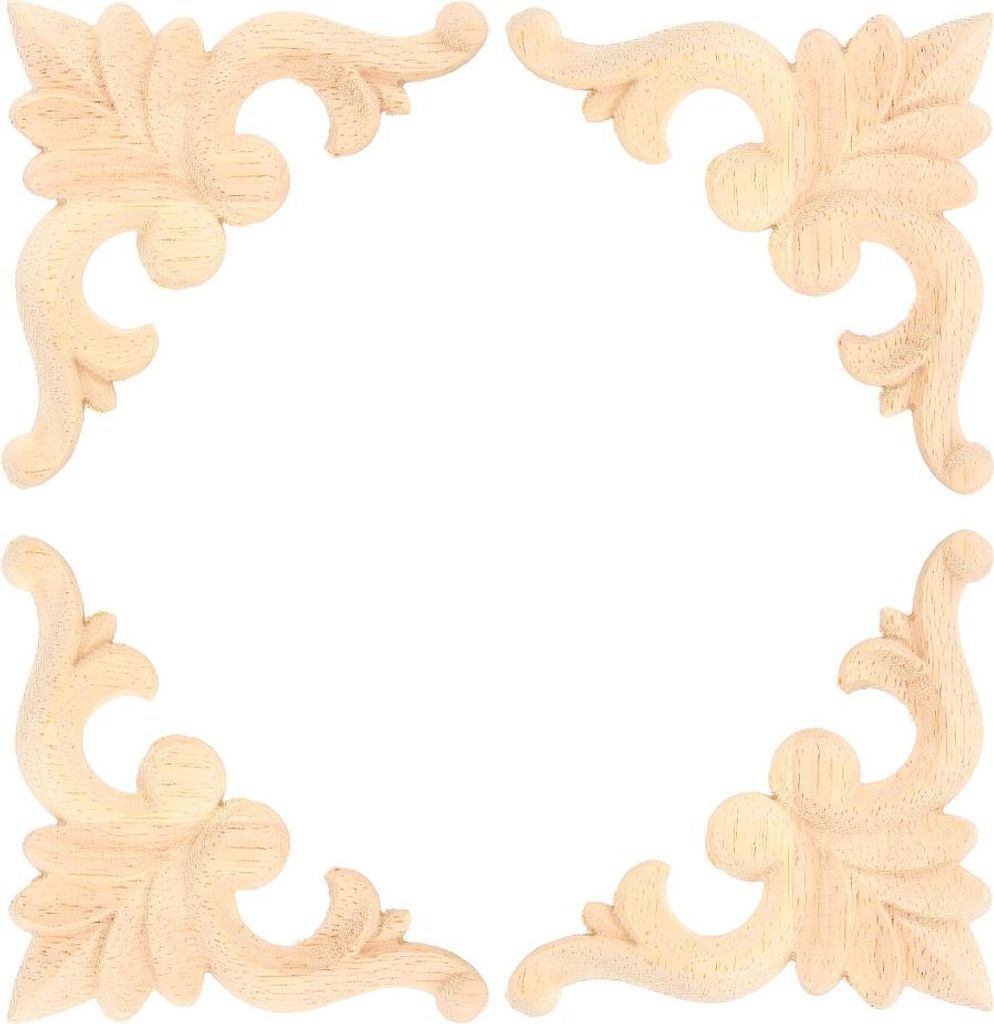 4pcs Gummi Holz geschnitzt Ecke Onlay Applique DIY Möbel Haus Tür Nachbildung