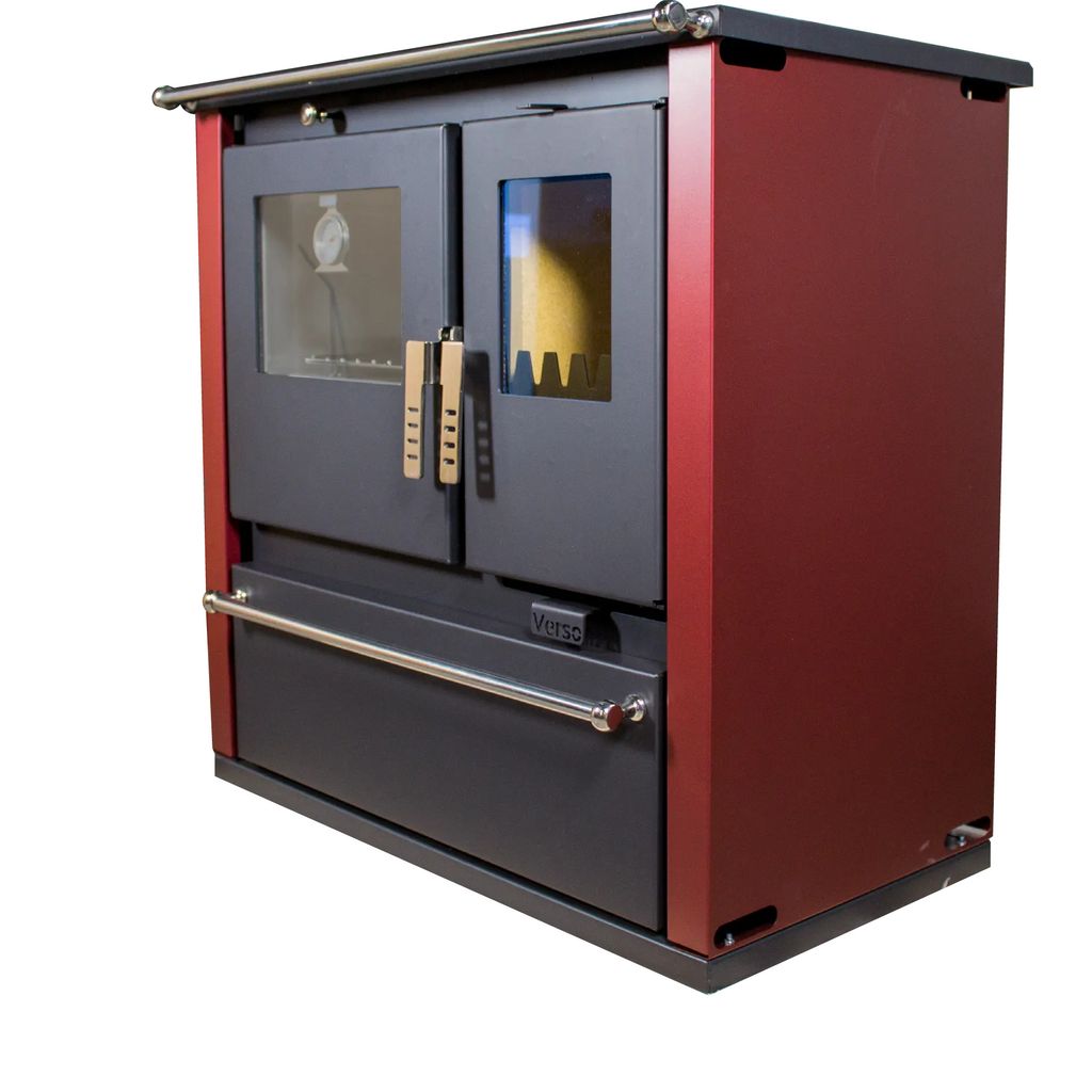 Verso CS Plus Bordo 7,7 kW | Holzofen mit Backofen & Kochplatte Links