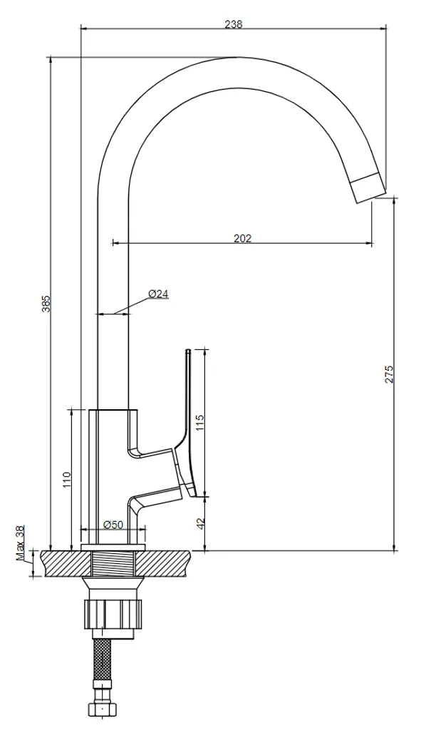 Robinet pour lavabo vasque haute - Finition cuivre brossé durable - 2