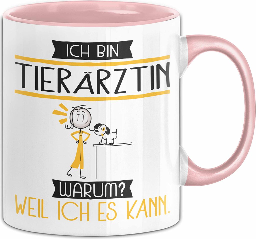 Tierärztin Tasse Geschenk Ich Bin Tierärztin Warum Weil Ich Es Kann Geschenkidee Geburtstag (Rosa)