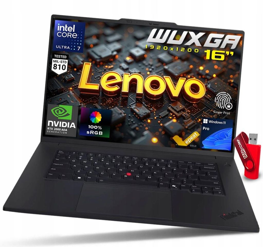 Laptop Lenovo ThinkPad P1 G7 Core U7 32GB 2TB SSD WUXGA IPS W11 RTX WYDAJNY