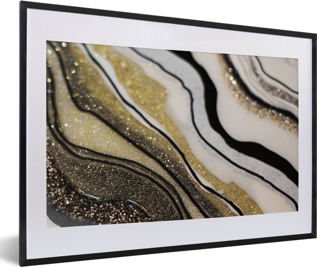 MuchoWow Gerahmtes Poster Edelstein - Abstrakt - Marmor - Natur 60x40 cm - Poster mit Schwarzem Bilderrahmen Wandposter Rahmen Foto Bilder - Schl...