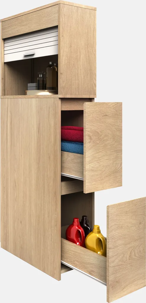 Armoire de Toilette Haute Tasalo avec Tiroir Coulissant 131x25x48 cm
