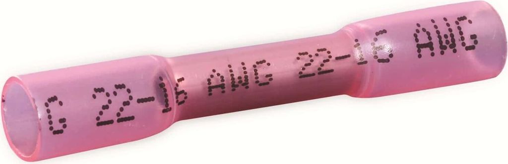 Quadrios 22C467 Stoßverbinder mit Schrumpfschlauch 0.5 mm² 1.5 mm² Vollisoliert Rot 1 Set (22C467)