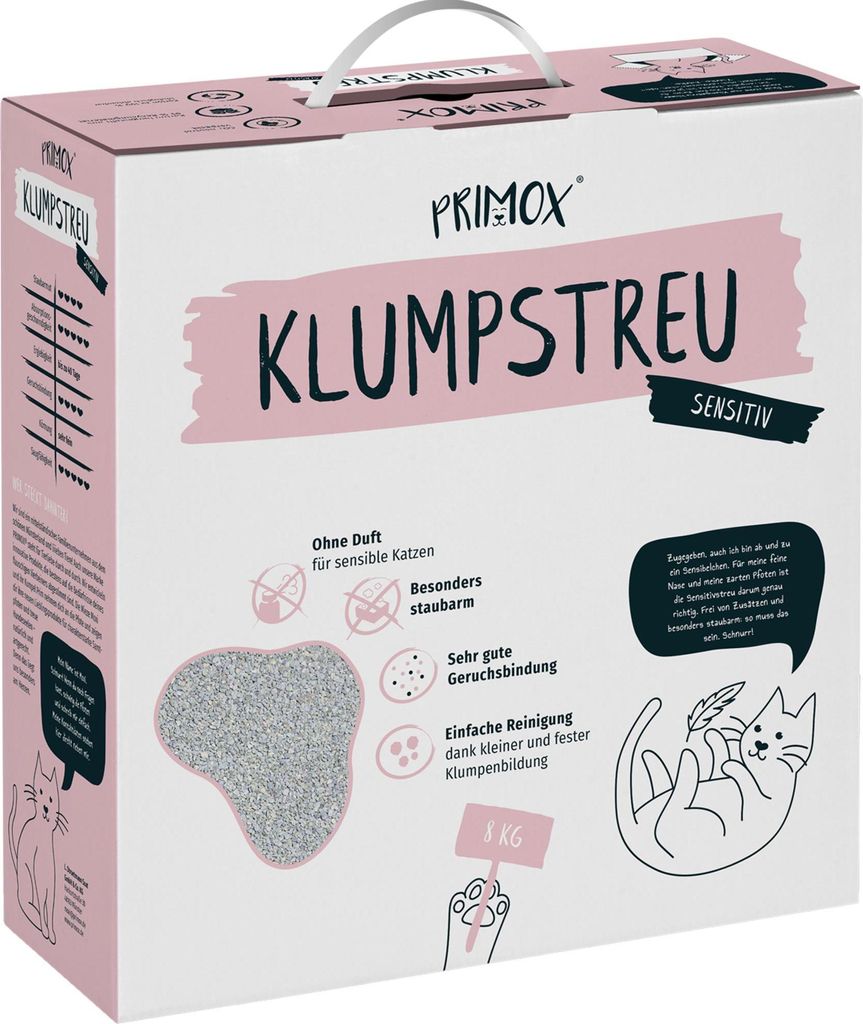 Katzenstreu PRIMOX Sensitiv klumpend, ohne Duft 8 kg Produktbild 