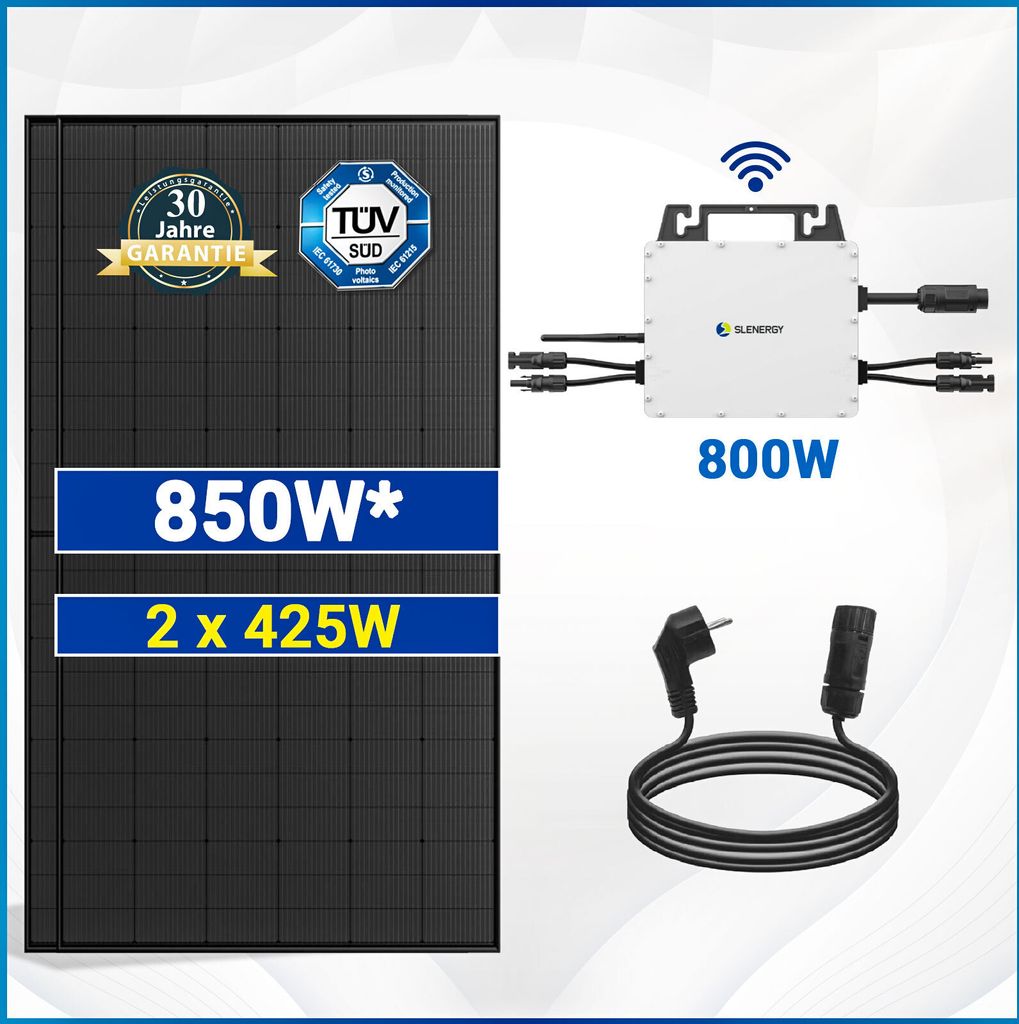 SUNSHARE Ray 800W Balkonkraftwerk - Flexibles Solar Komplettset Ohne Halterung