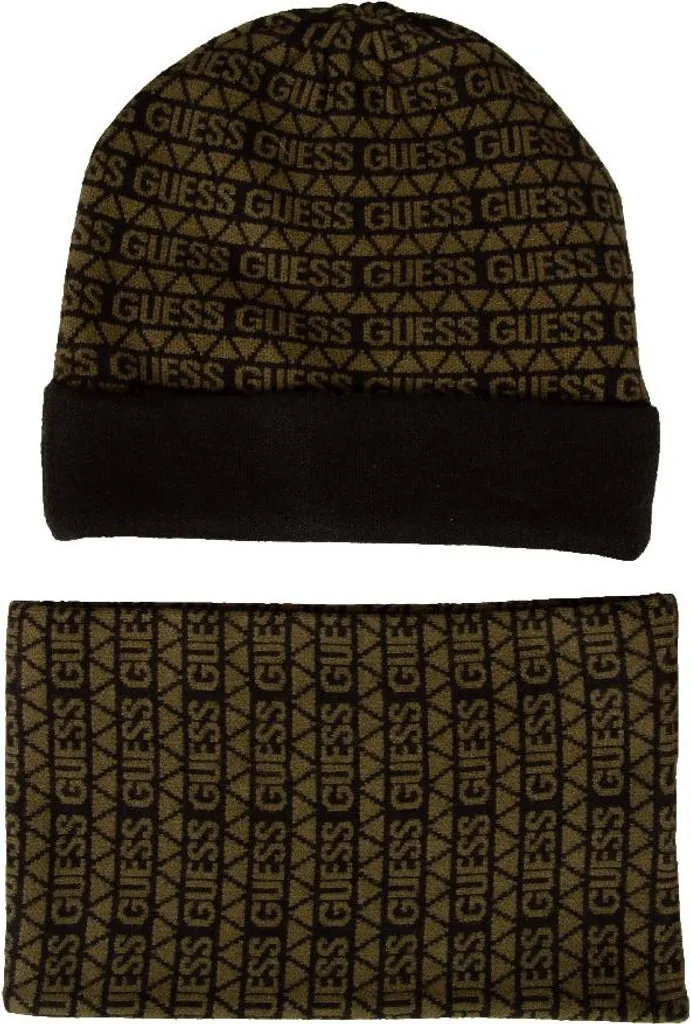 Set GUESS Scaldacollo + Cappello Logo Nero: Urban Style Inverno L