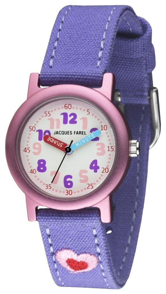 Jacques Farel Herz Öko-Kinderuhr lila/pink ORG9999 Produktbild 