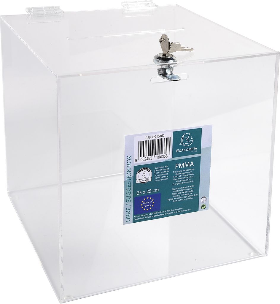Exacompta abschließbare Urne 25cm, mit aufklappbarem Deckel - Kristall - 89158D