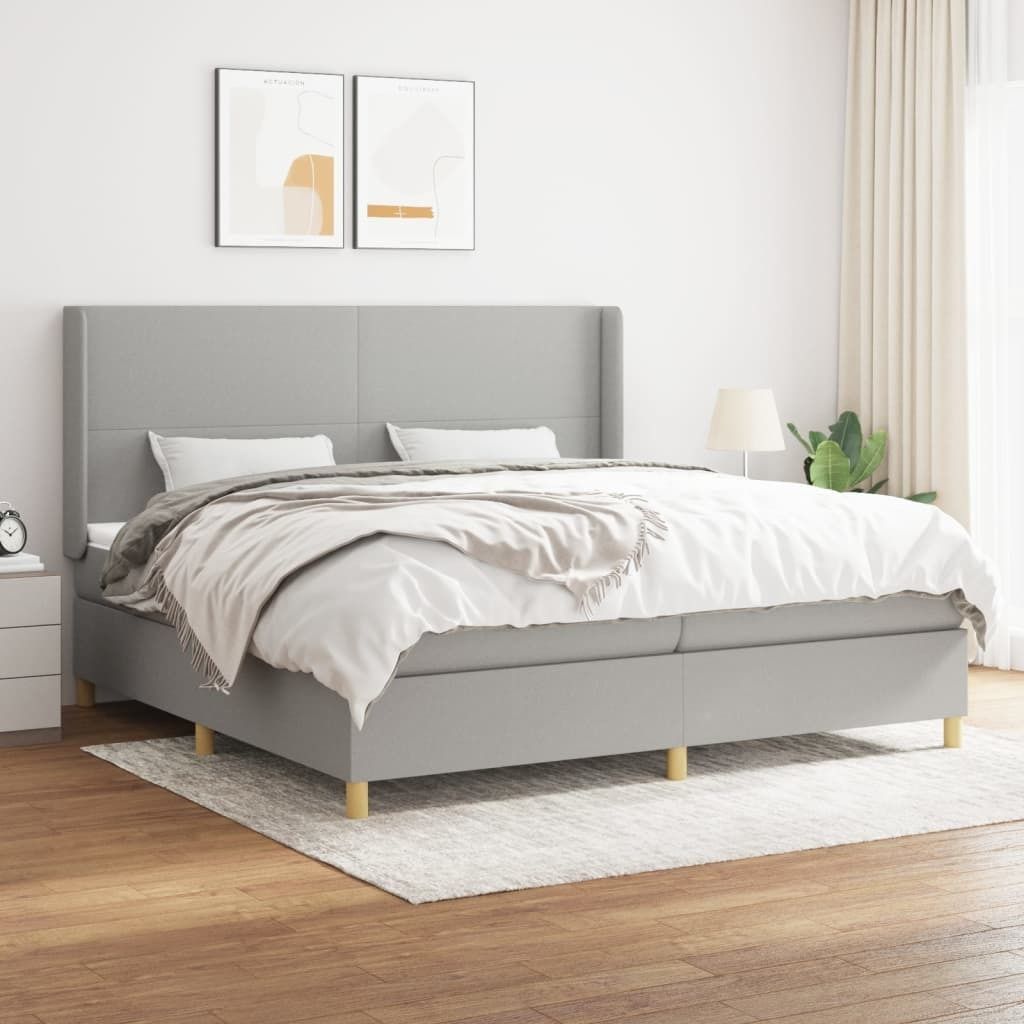 Maison Exclusive - Boxspringbett mit Matratze Hellgrau 200x200 cm Stoff
