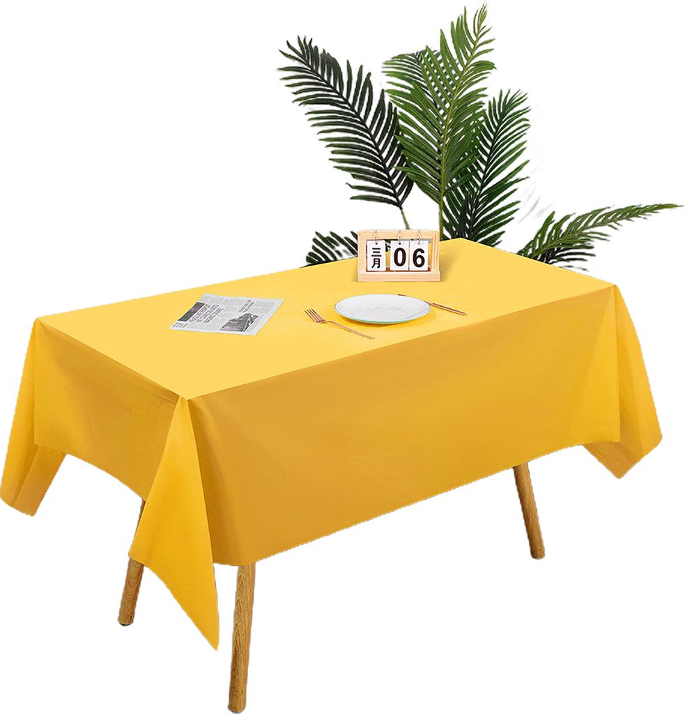 Einweg-Tischdecke, PE-Material, dickes, rechteckiges Tischtuch, einfach zu verwenden, einfarbige Tischdecke, Dekoration für Geburtstagsfeiern, Gelb A