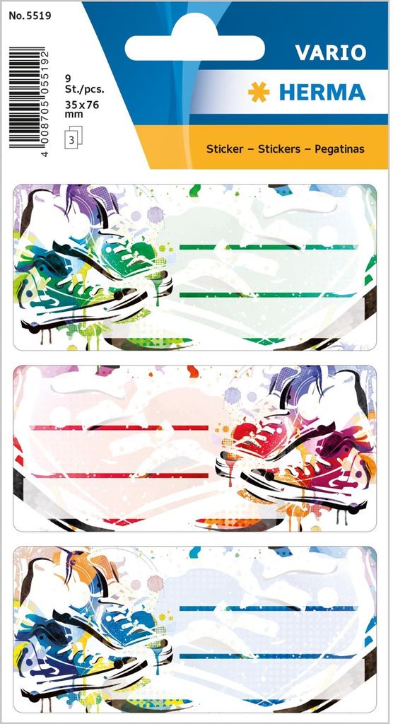Herma VARIO Étiquettes pour l'école Chucks 76 x 35 mm Blanc Image du produit 