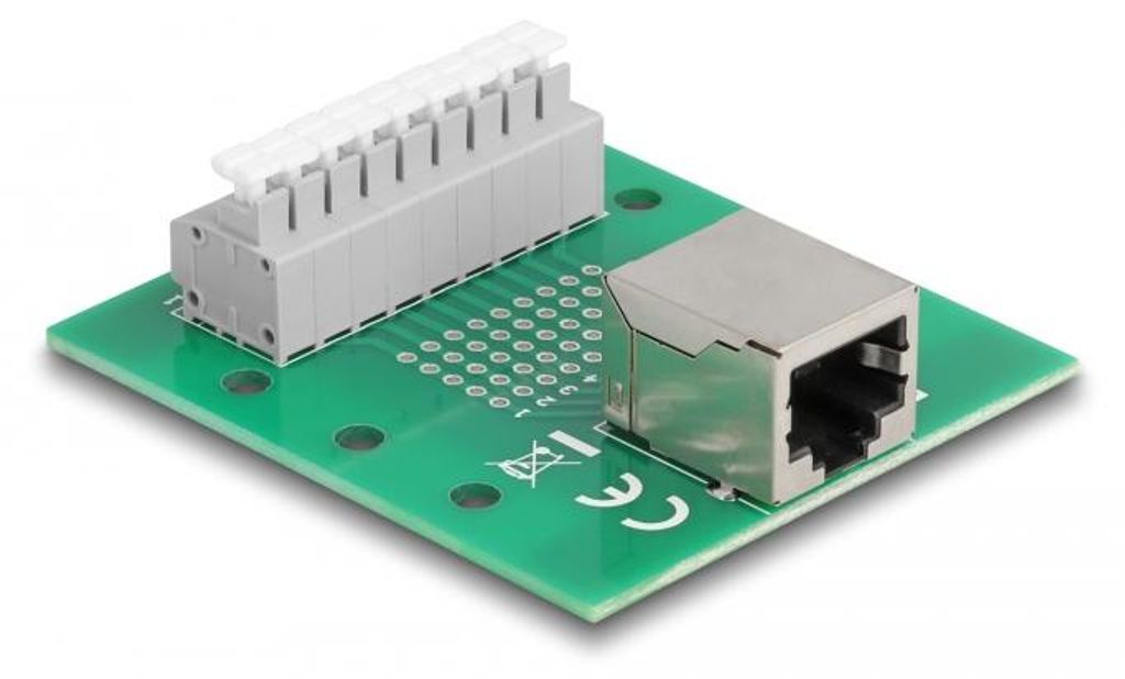 Delock RJ45 Buchse zu Terminalblock mit Drucktaster fьr Hutschiene