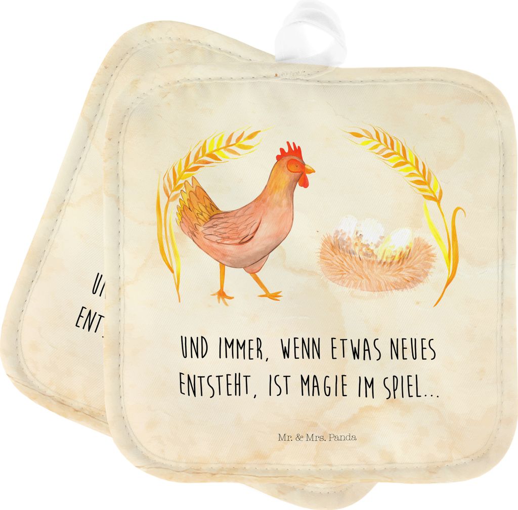 Mr. & Mrs. Panda Topflappen Huhn Stolz - Vintage - Geschenk, Magie, Topflappenset, Kochlappen, Spruch, topfhalter, Hühner, Bauernhof, Hahn, Henne,...
