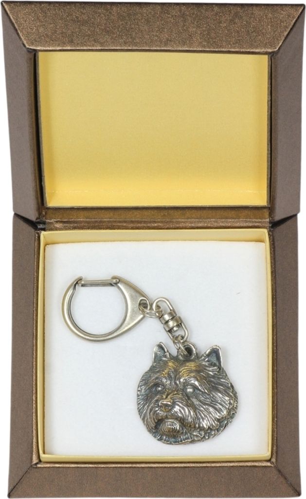 Norwich Terrier - Versilberter Schlüsselanhänger mit Hund in einer Geschenkbox, Handtaschenschmuck, Rucksackanhänger der Marke Art-Dog