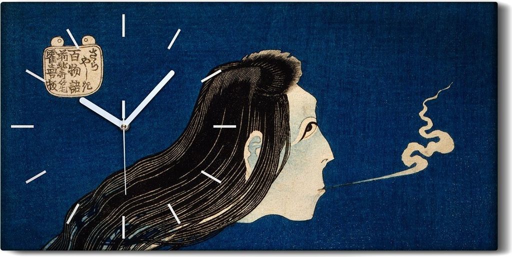 Dekor Leinwand Uhr Wandbild 60x30 weibliche Gespenst erschien aus einem Brunnen - weiße Hände