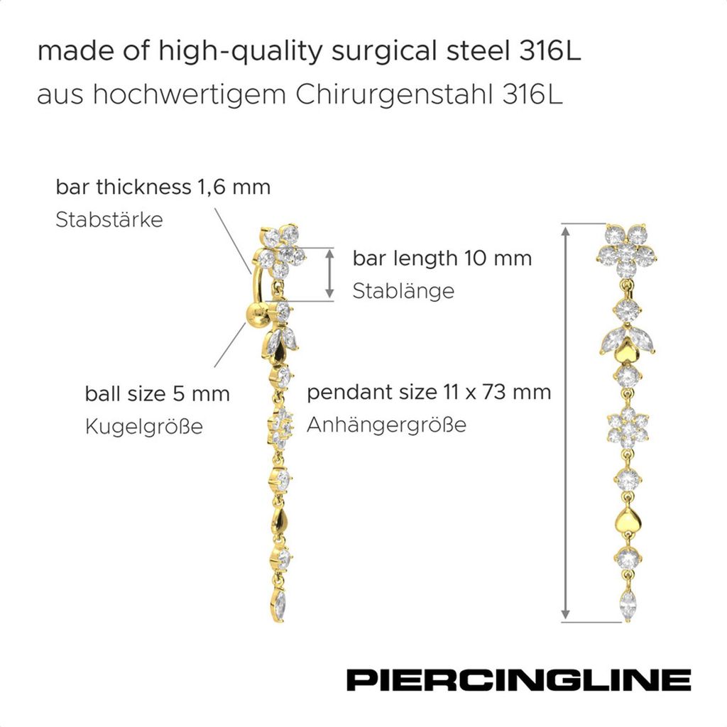 Bauchnabelpiercing Chirurgenstahl Bananabell BLUMENRANKE
