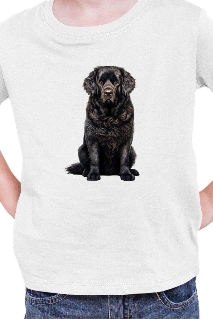 Kinder T-Shirt Dogs Breeds Newfoundland Dog Breed 006, 12-13 Jahr - 152 / Weiß