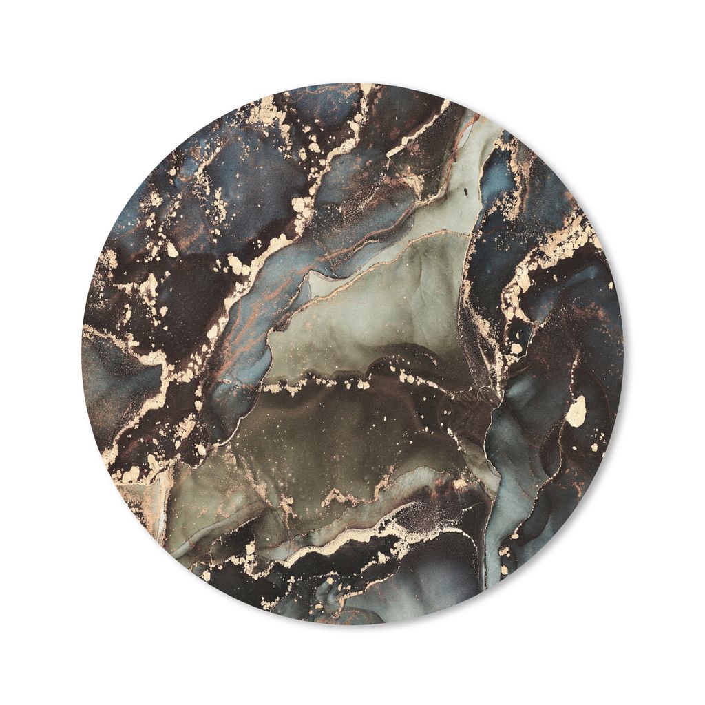 MuchoWow Mauspad Mousepad Marmor - Gold - Grün 20x20 cm - Mousepads - Maus Mat - Pad - Mausunterlage - Schreibtischmatte