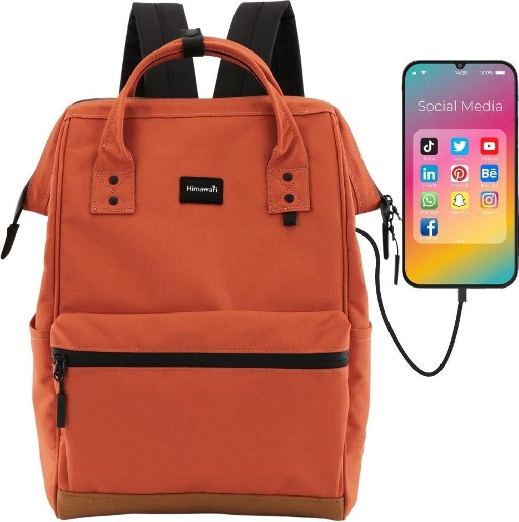 Himawari | Wasserdichter Rucksack, mit atmungsaktivem Rücken, Orange, 28x40x17 cm