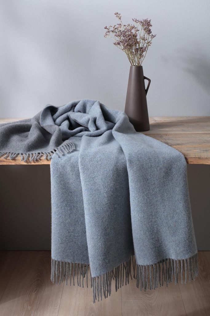 Biederlack Kaschmir-Plaid Farbe Blau Grau Größe 130 x 170cm