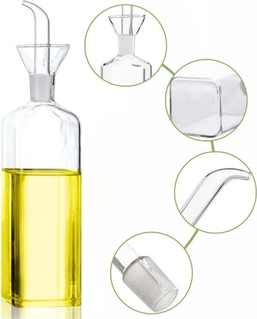 Doseur d'huile en verre pour barbecue et salades de 500 ml robuste