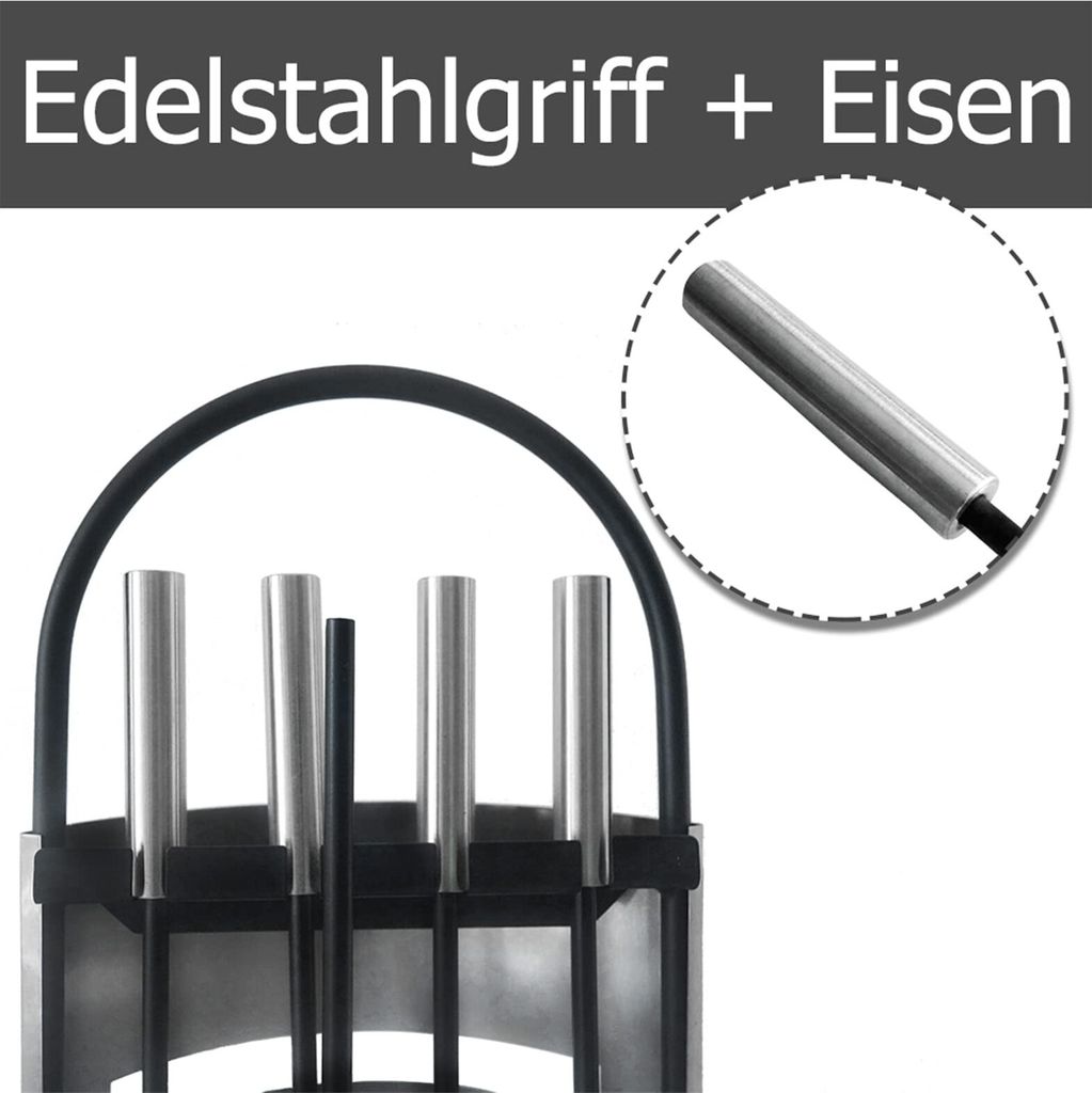 NAIZY Kaminbesteck Edelstahl Set 5-teiliges Kaminzubehör Produktbild 2