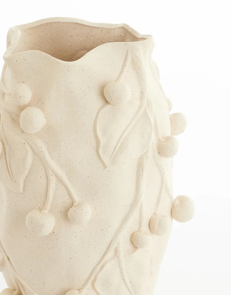 Vase stable en céramique mate CHERRY crème - Déco chic sans reflets