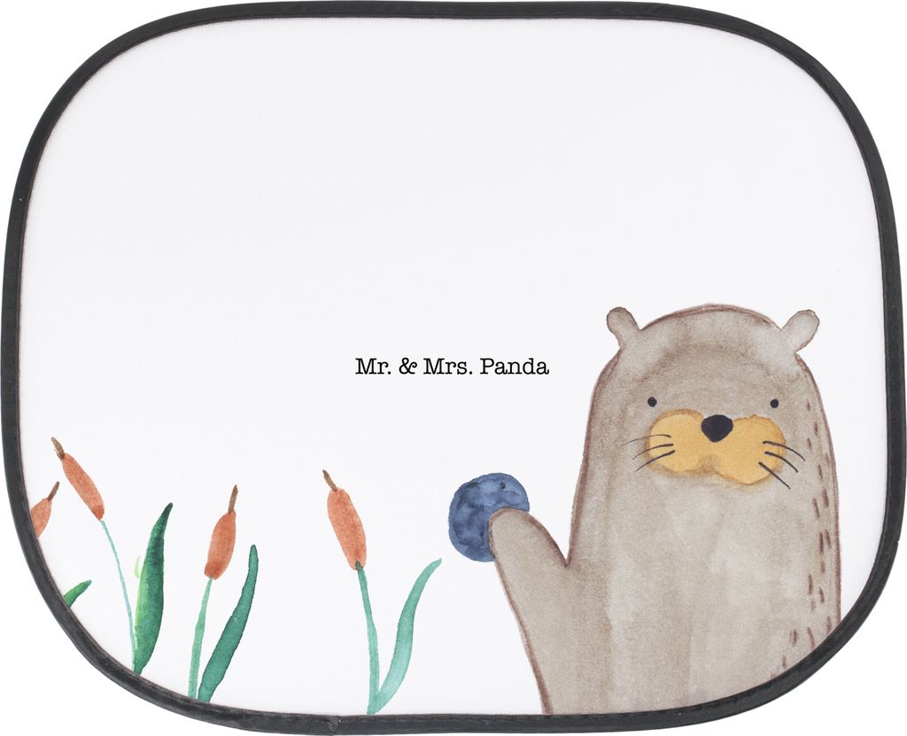 Mr. & Mrs. Panda Sonnenschutz Auto Otter Stein - Weiß - Geschenk, Sonnenblende, Autosonnenschutz, Grüßen, für, Seeotter See, autofenster, Pflan...