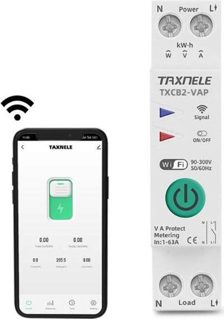 Intelligenter Schutzschalter mit Leistungsmessung - 1-63A, Tuya, ZigBee, V+A