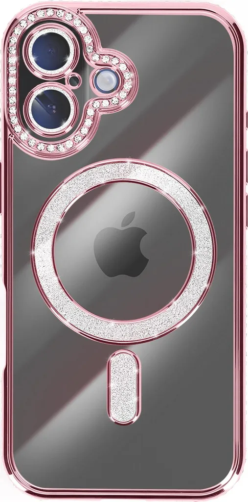 Avizar, custodia compatibile con iPhone 17 MagSafe con bordo in strass, oro rosa