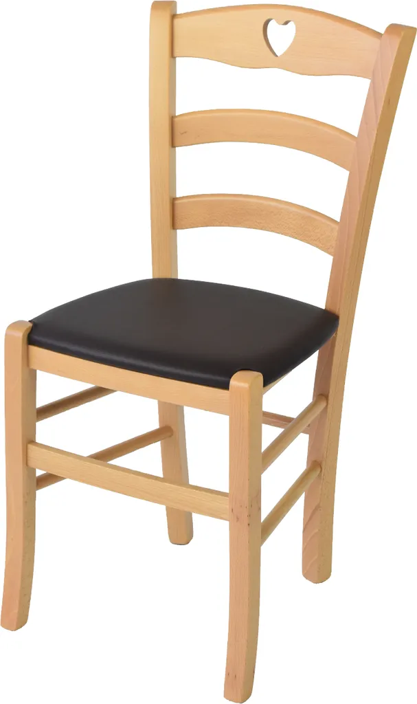 Sedia da Cucina Cuore Tommychairs Faggio Naturale Sedile Moka