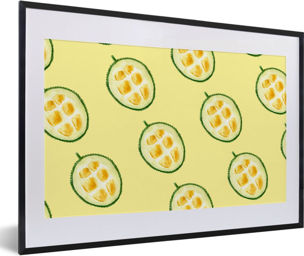 MuchoWow Gerahmtes Poster Zitrusfrüchte - Obst - Schablonen 60x40 cm - Poster mit Schwarzem Bilderrahmen Wandposter Rahmen Foto Bilder - Schlafz...