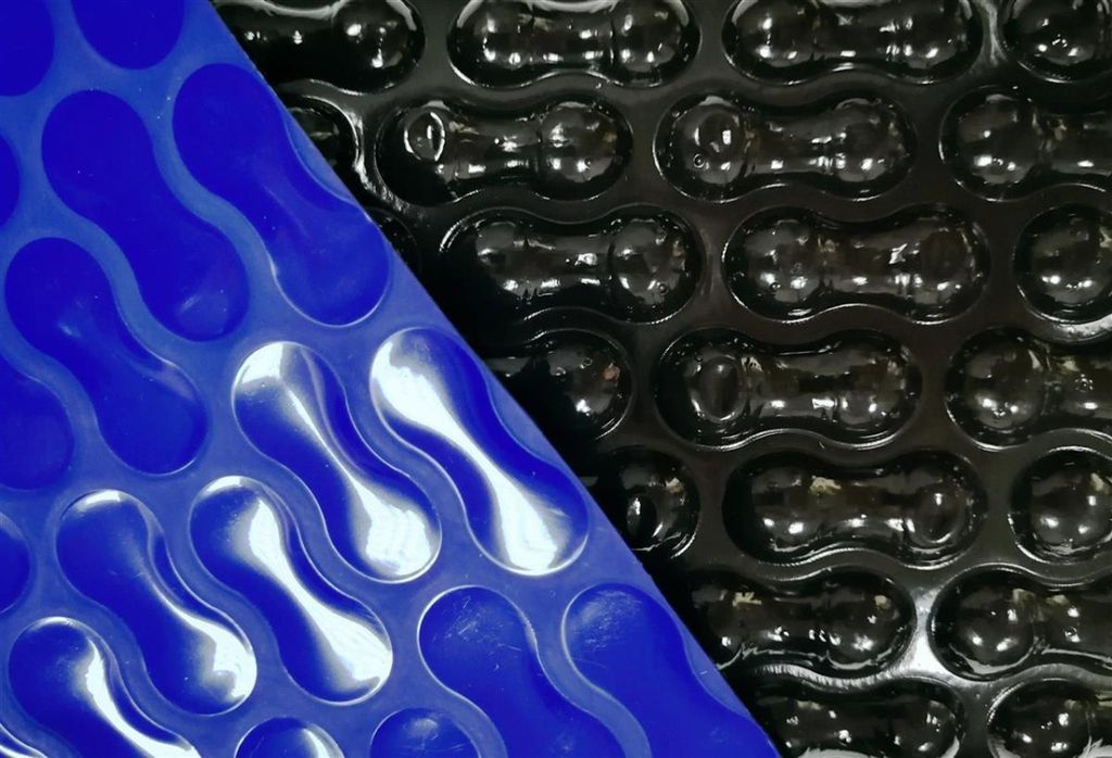 Sommerabdeckplane für Holzpool | 400μ | Geo Bubble | Blau / Schwarz | Achteck | 350 x 350 cm