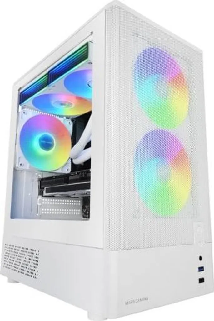 Boîtier PC Verre Trempé Mars Gaming MC-ONYXW Blanc Micro ATX Compact