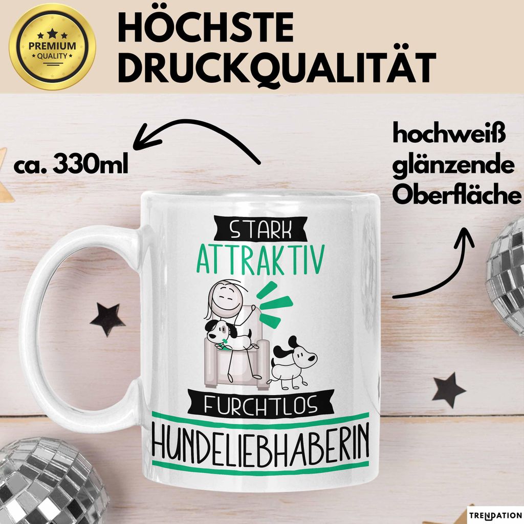 Hundeliebhaberin Tasse Geschenk Becher Stark Attraktiv Furchtlos Hundeliebhaberin Lustige Geschenkidee (Weiß)
